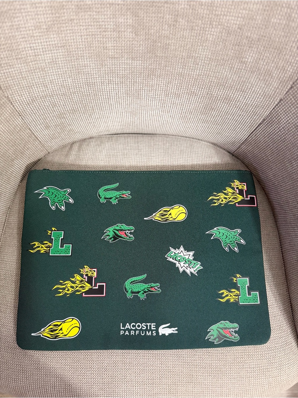 Lacoste Green Graphic Croc Patch Laptop Sleeve